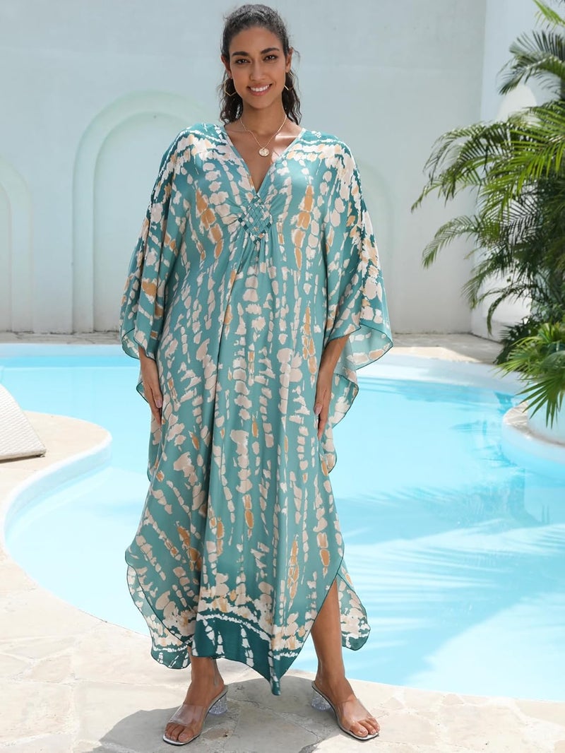 KEYLORTING Women's Plus Size Kaftan Dress – Plus Size Maxi Dress Moo Moos Beach Cover Up,Bathing Suit Cover-Up Loungewear - Image 3